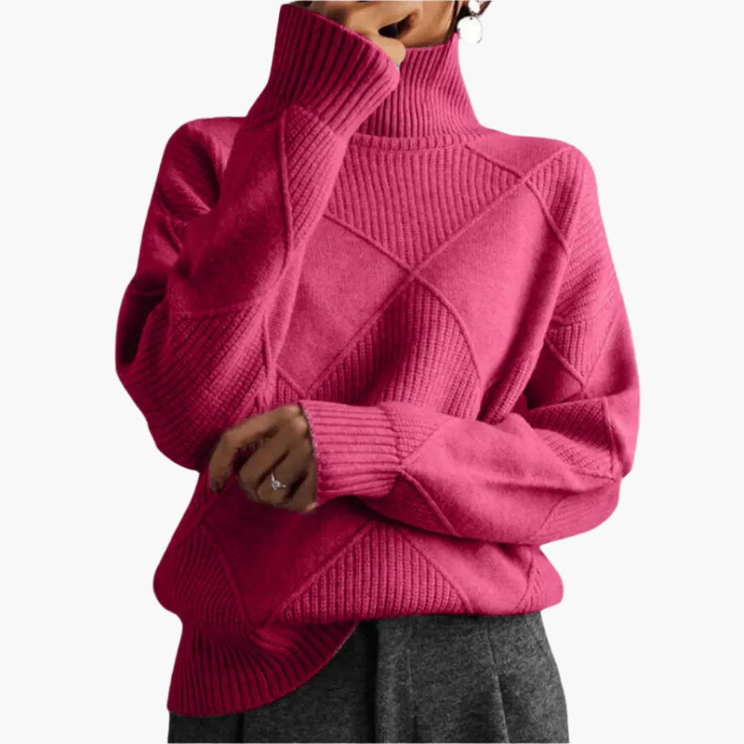 Damen Strickpullover mit Rautenstruktur – Eleganter Freizeit-Look