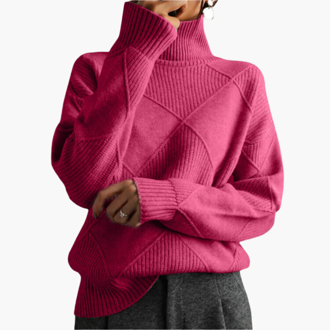 Damen Strickpullover mit Rautenmuster – Modischer Freizeit- & Büro-Look