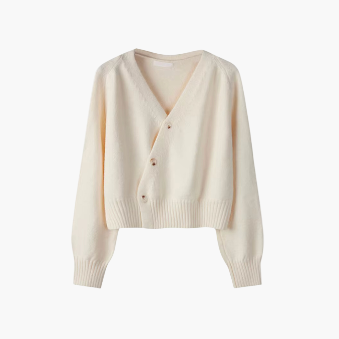 Damen Strick-Cardigan mit V-Ausschnitt und schrägen Knöpfen – Moderner Alltagsbegleiter
