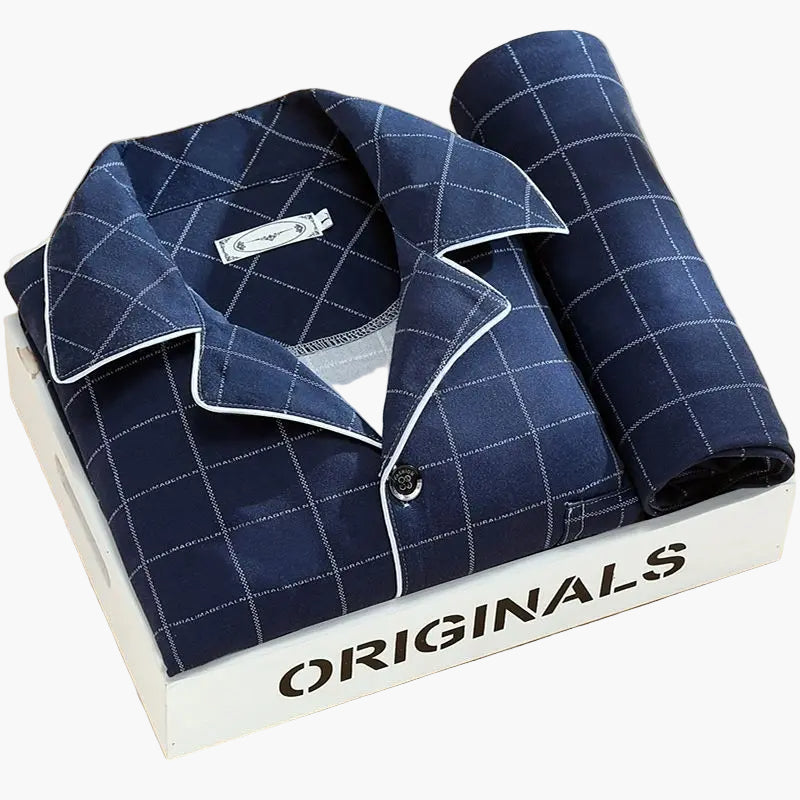 Herren Pyjama Set mit Feder-Print – Stilvolles Schlafanzug-Set für das ganze Jahr