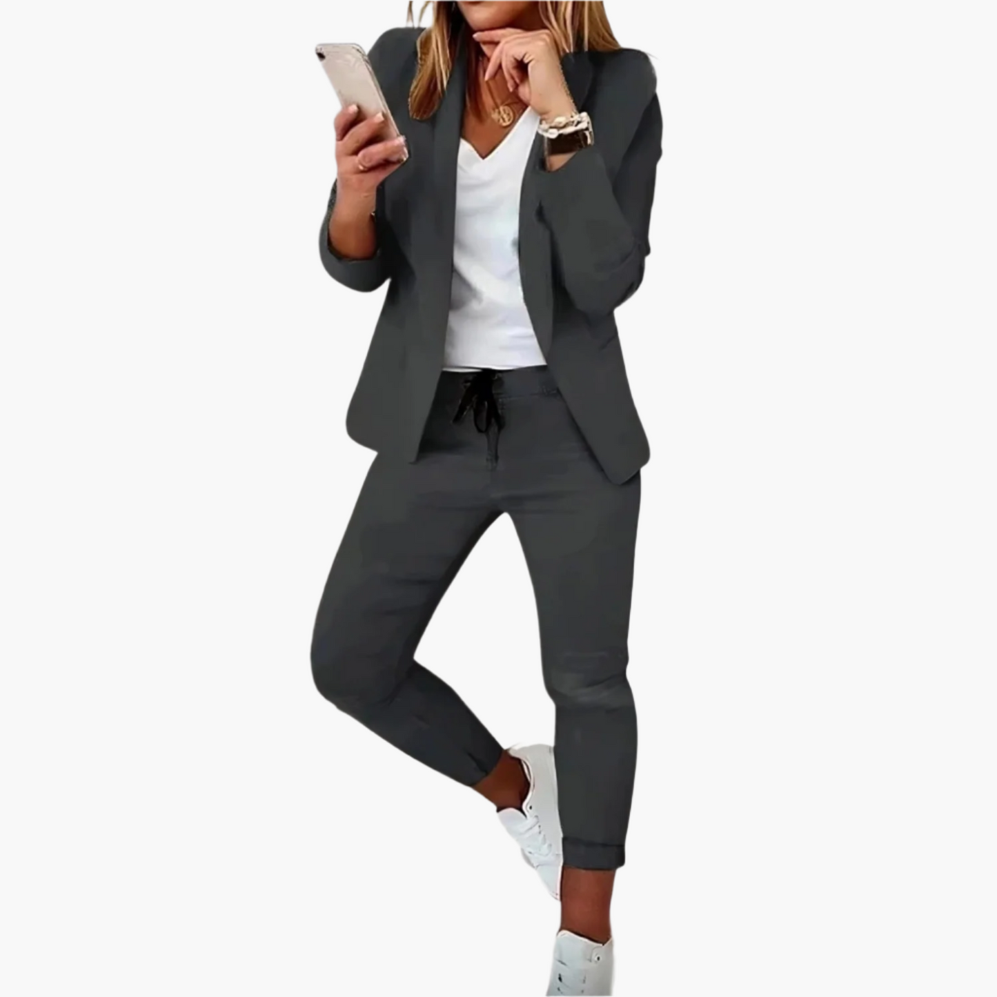 Damen Blazer & Jogger Set – Modisches Business Casual Outfit für Alltag und Büro