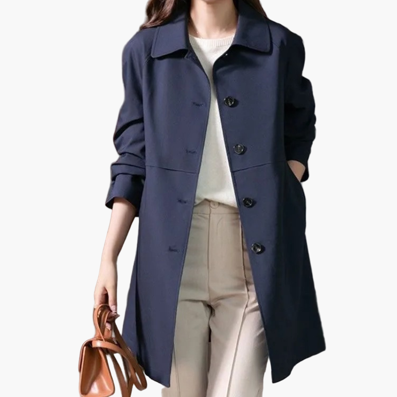Damen Kurzmantel Trenchcoat – Eleganter Business & Freizeit Mantel mit Knopfleiste