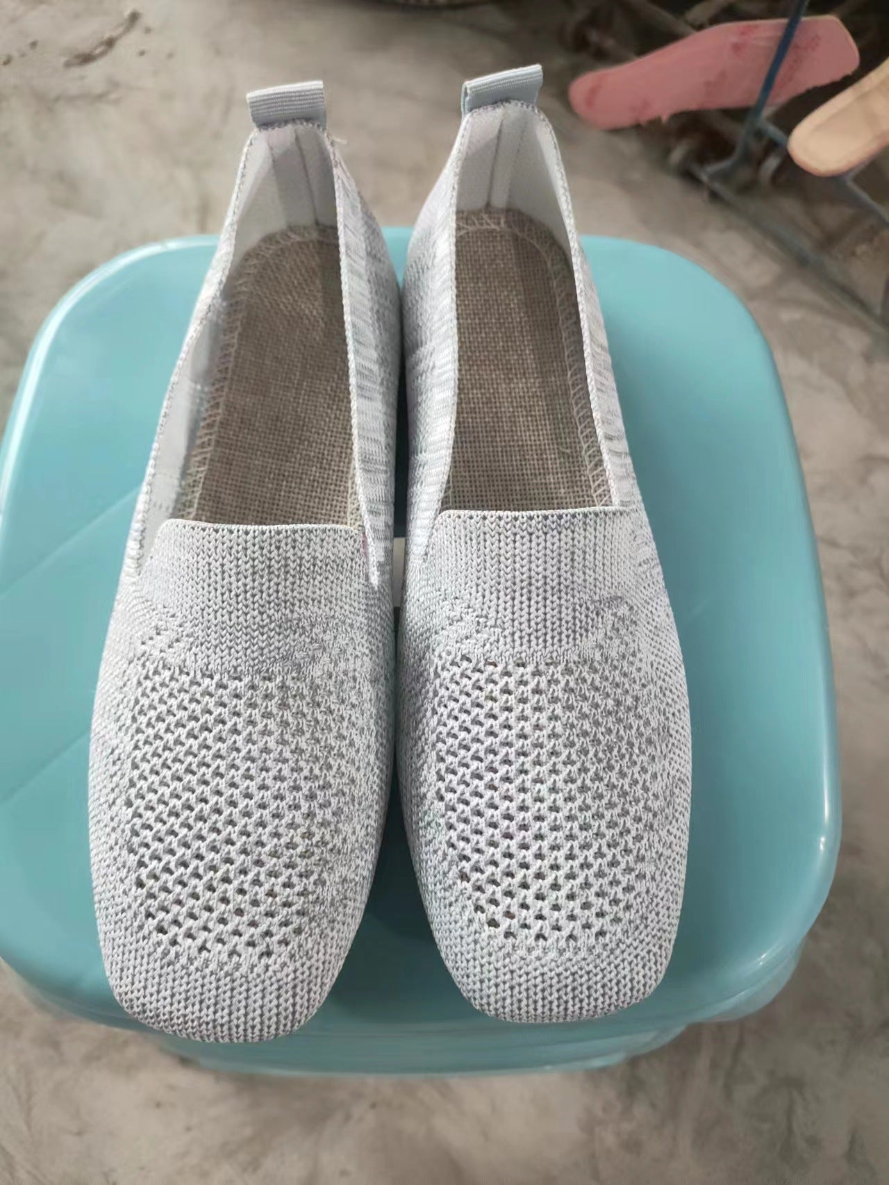 Damen Strick-Slipper Bequeme Modische Freizeitschuhe für Alltag und Reisen