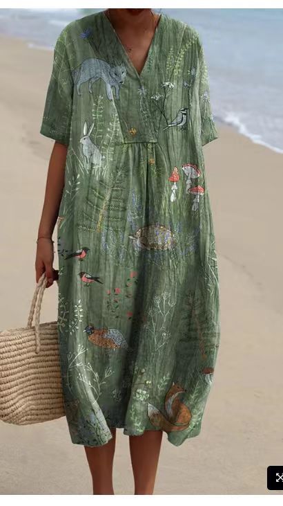 Pamela – Bequeme Lange Damenkleid mit Print