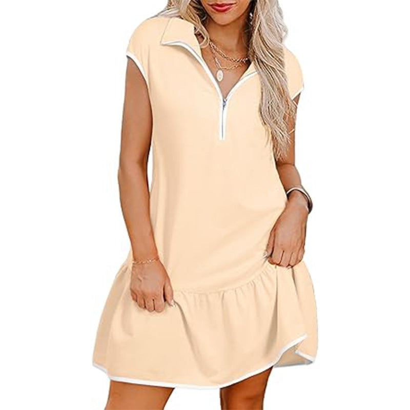Alison – Kurzärmeliges Polo-Kleid mit Reißverschluss und weitem Bund