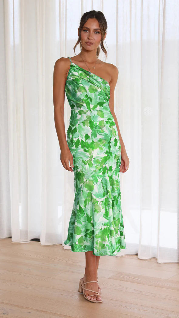 Rose – Langes Damenkleid mit Blumendruck