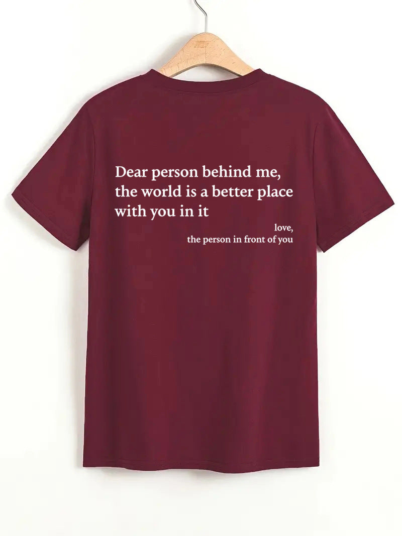 Carly – Damen T-Shirt mit Rundhalsausschnitt und Slogan