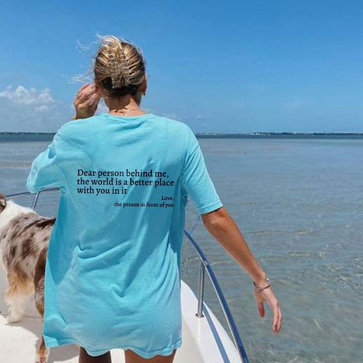 Carly – Damen T-Shirt mit Rundhalsausschnitt und Slogan
