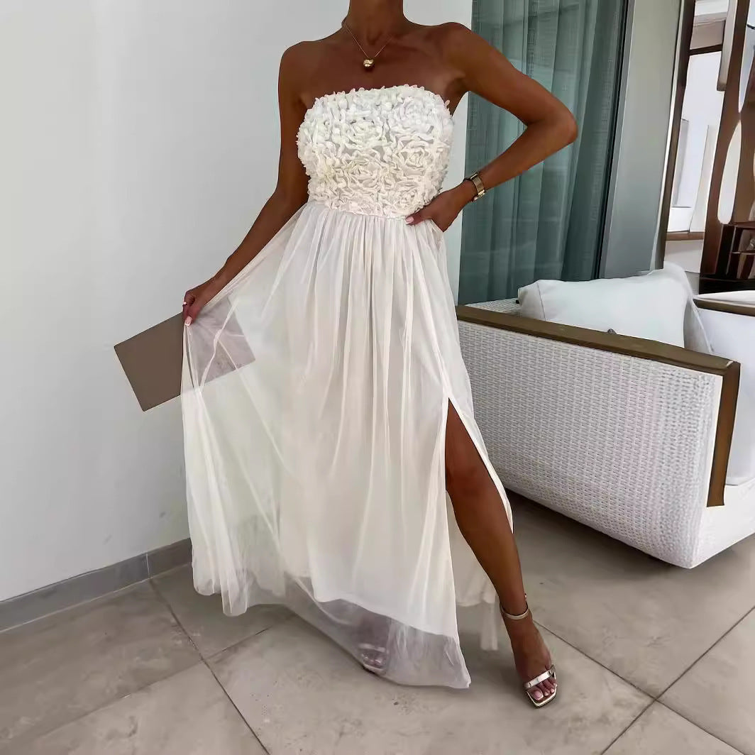 Alison – Ärmelloses Kleid mit Blumenstickerei