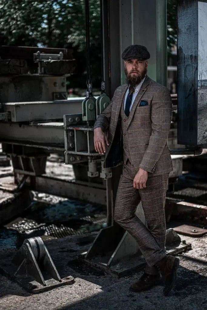Herren Doppeltreihiges Dreiteiliges Anzugset – Klassischer Britischer Stil für Hochzeit, Business & Gala