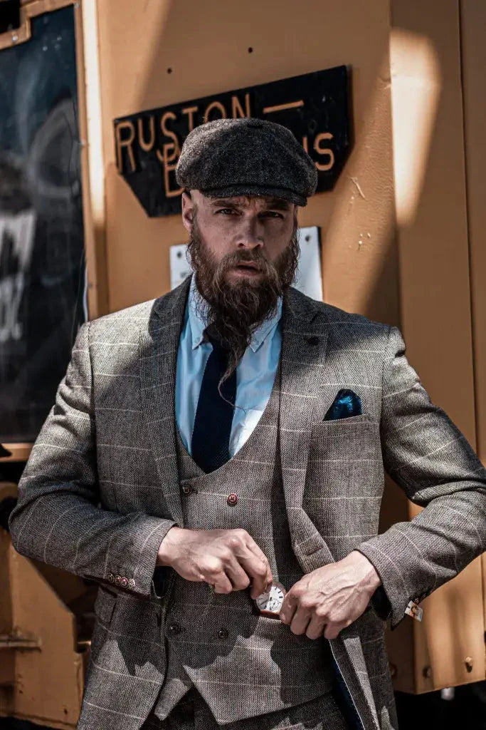 Herren Doppeltreihiges Dreiteiliges Anzugset – Klassischer Britischer Stil für Hochzeit, Business & Gala