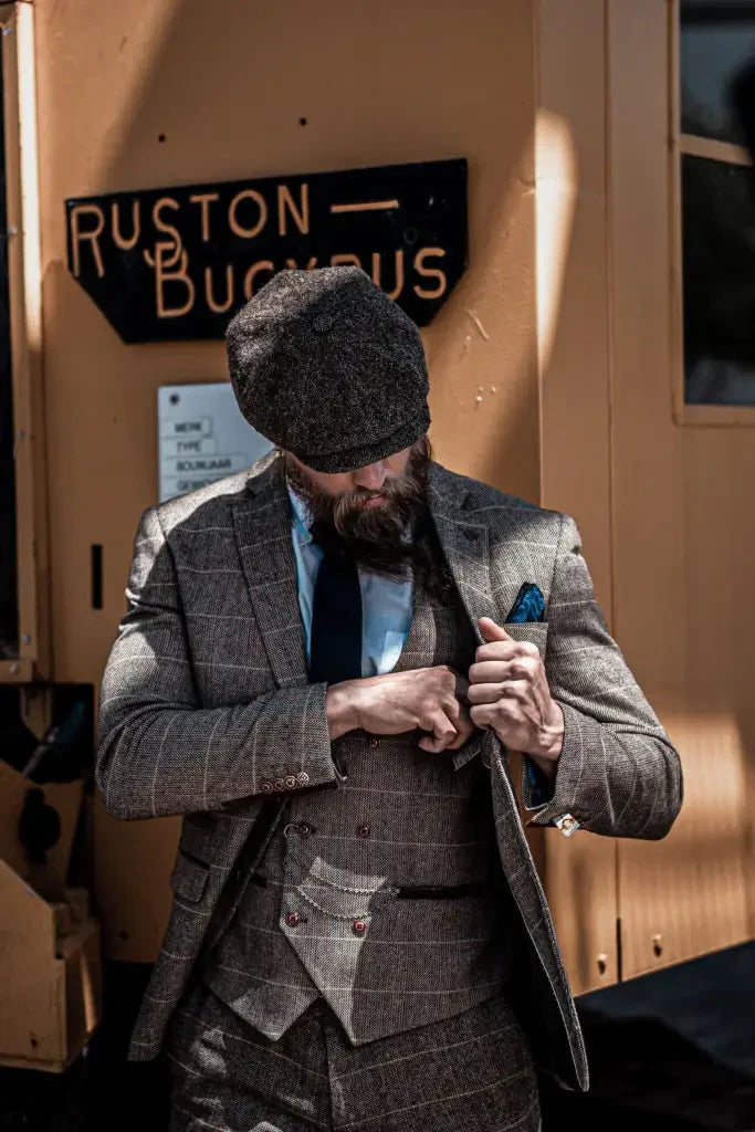 Herren Doppeltreihiges Dreiteiliges Anzugset – Klassischer Britischer Stil für Hochzeit, Business & Gala