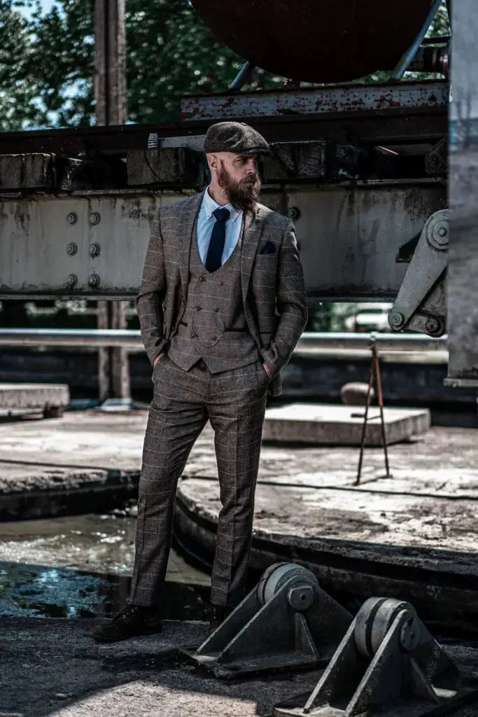 Herren Doppeltreihiges Dreiteiliges Anzugset – Klassischer Britischer Stil für Hochzeit, Business & Gala