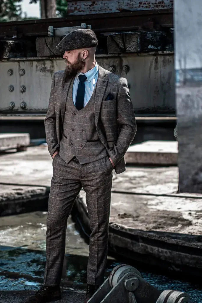 Herren Doppeltreihiges Dreiteiliges Anzugset – Klassischer Britischer Stil für Hochzeit, Business & Gala