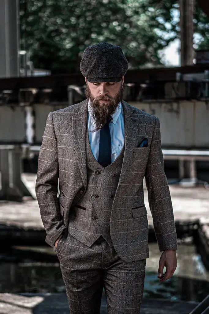 Herren Doppeltreihiges Dreiteiliges Anzugset – Klassischer Britischer Stil für Hochzeit, Business & Gala