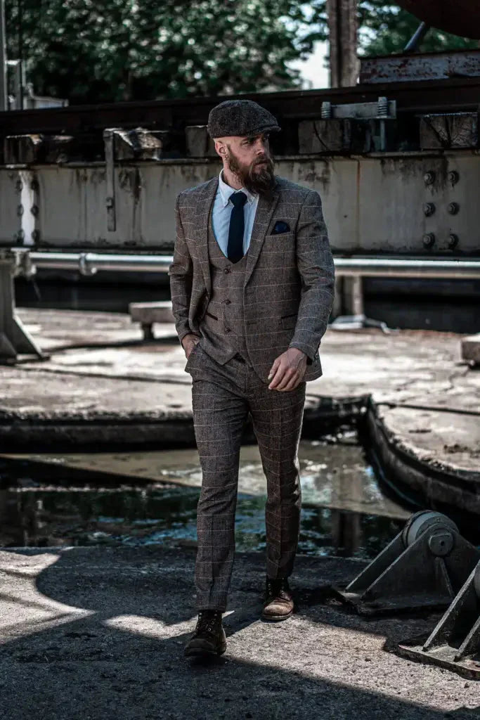 Herren Doppeltreihiges Dreiteiliges Anzugset – Klassischer Britischer Stil für Hochzeit, Business & Gala