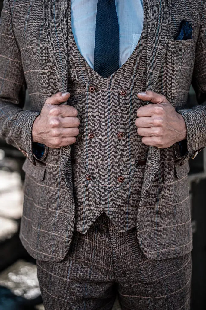 Herren Doppeltreihiges Dreiteiliges Anzugset – Klassischer Britischer Stil für Hochzeit, Business & Gala