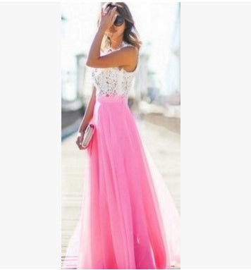 Jane – Überlängendes Chiffonkleid mit Spitzenakzenten