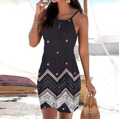 Amanda – Bedrucktes ärmelloses Casual Minikleid für den Strand