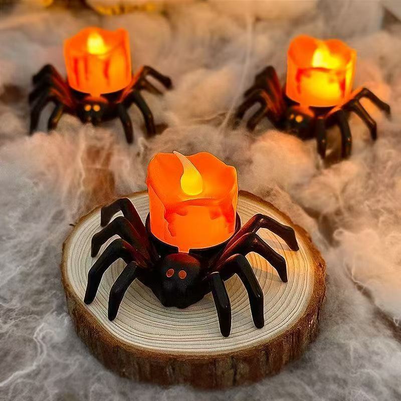 Halloween Spinnen-Kerzenlampe für schaurige Dekoration & Partys