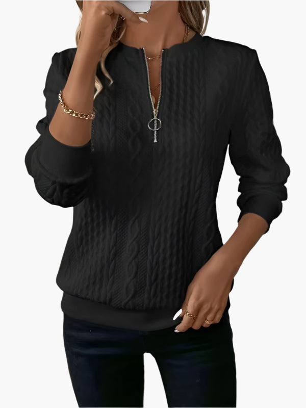 Damen Strickpullover mit Reißverschluss – Modischer Casual Sweater für Alltag und Freizeit