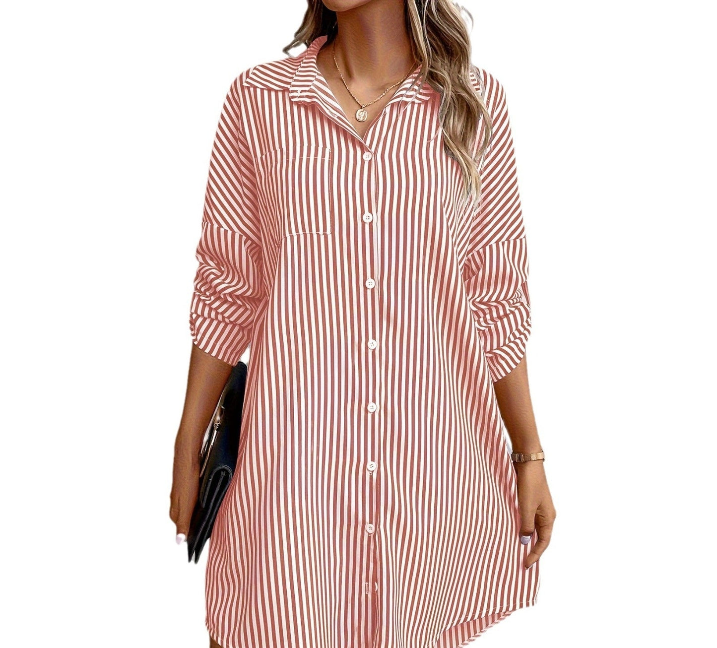 Barbara – Gestreiftes Hemdkleid mit Taschen