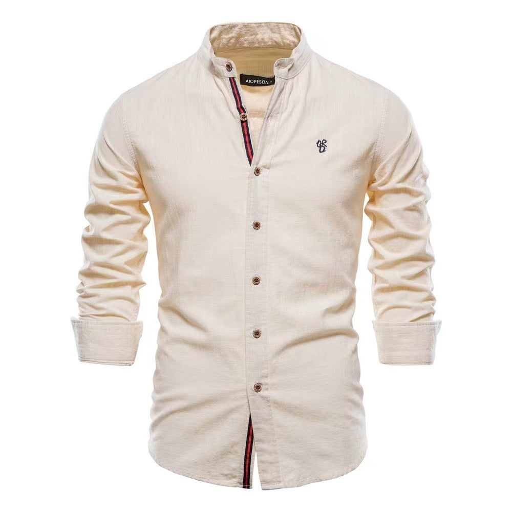 Herren Freizeithemd Slim Fit Stehkragen Modern Business Casual