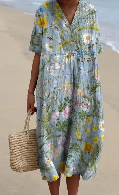 Pamela – Bequeme Lange Damenkleid mit Print
