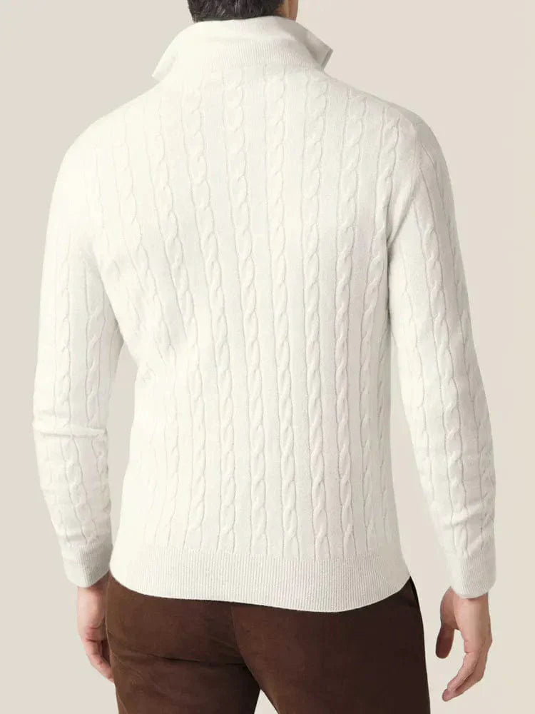 Herren Zopfmuster Pullover mit Reißverschluss – Klassischer Style für Business & Freizeit