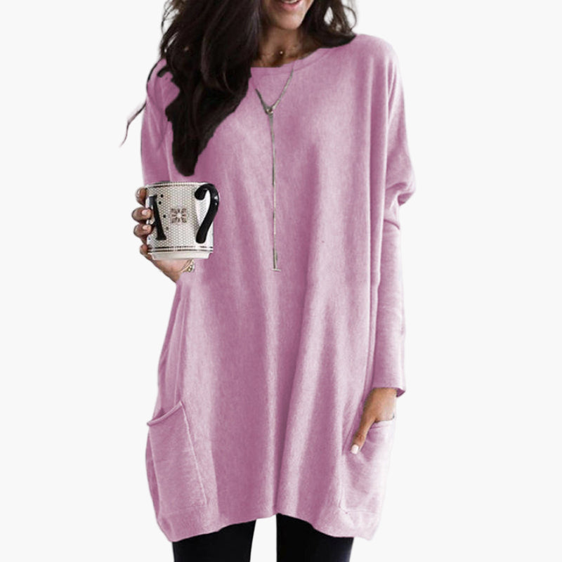 Damen Oversized Pullover Langarm Bequemer Freizeit-Look