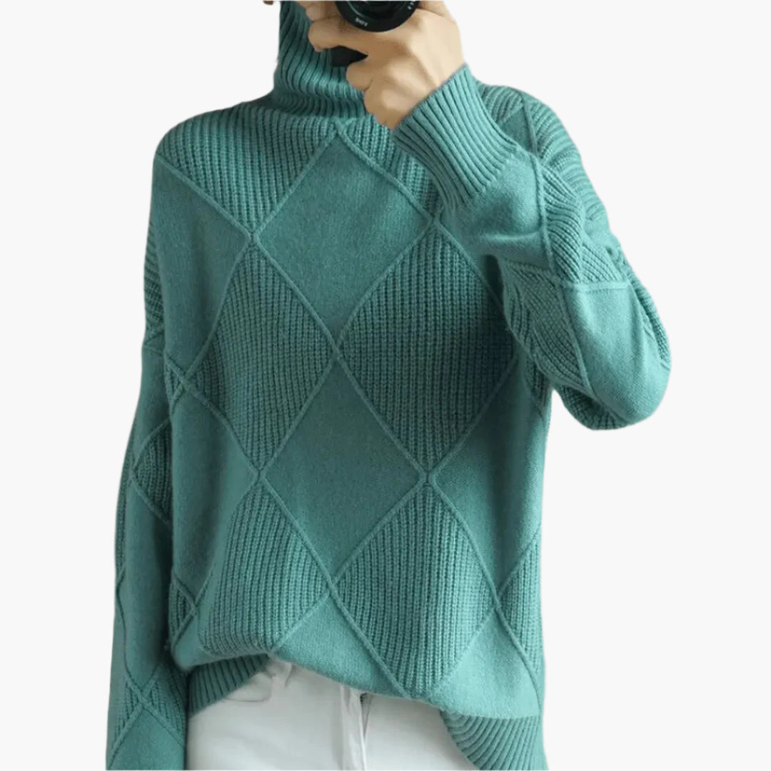 Damen Strickpullover mit Rautenstruktur – Eleganter Freizeit-Look