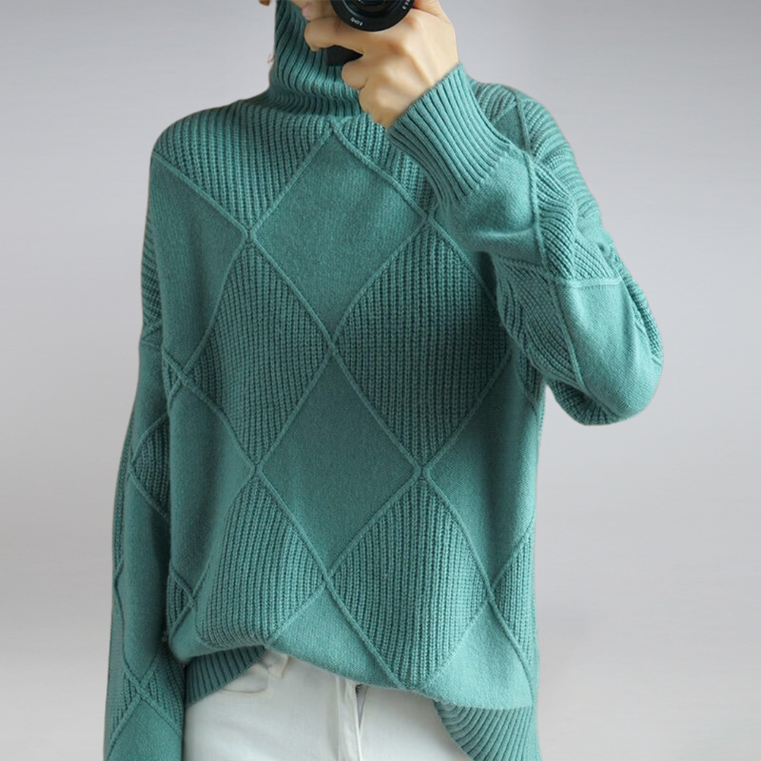 Damen Strickpullover mit Rautenmuster – Modischer Freizeit- & Büro-Look