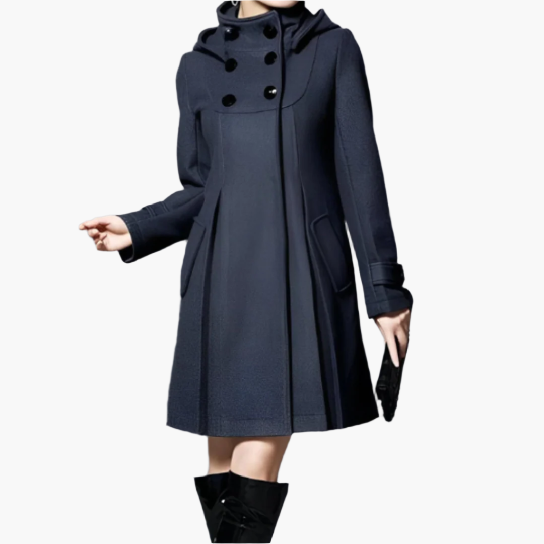 Damen Wintermantel Eleganter A-Linien Trenchcoat mit Kapuze – Perfekt für Alltag und besondere Anlässe