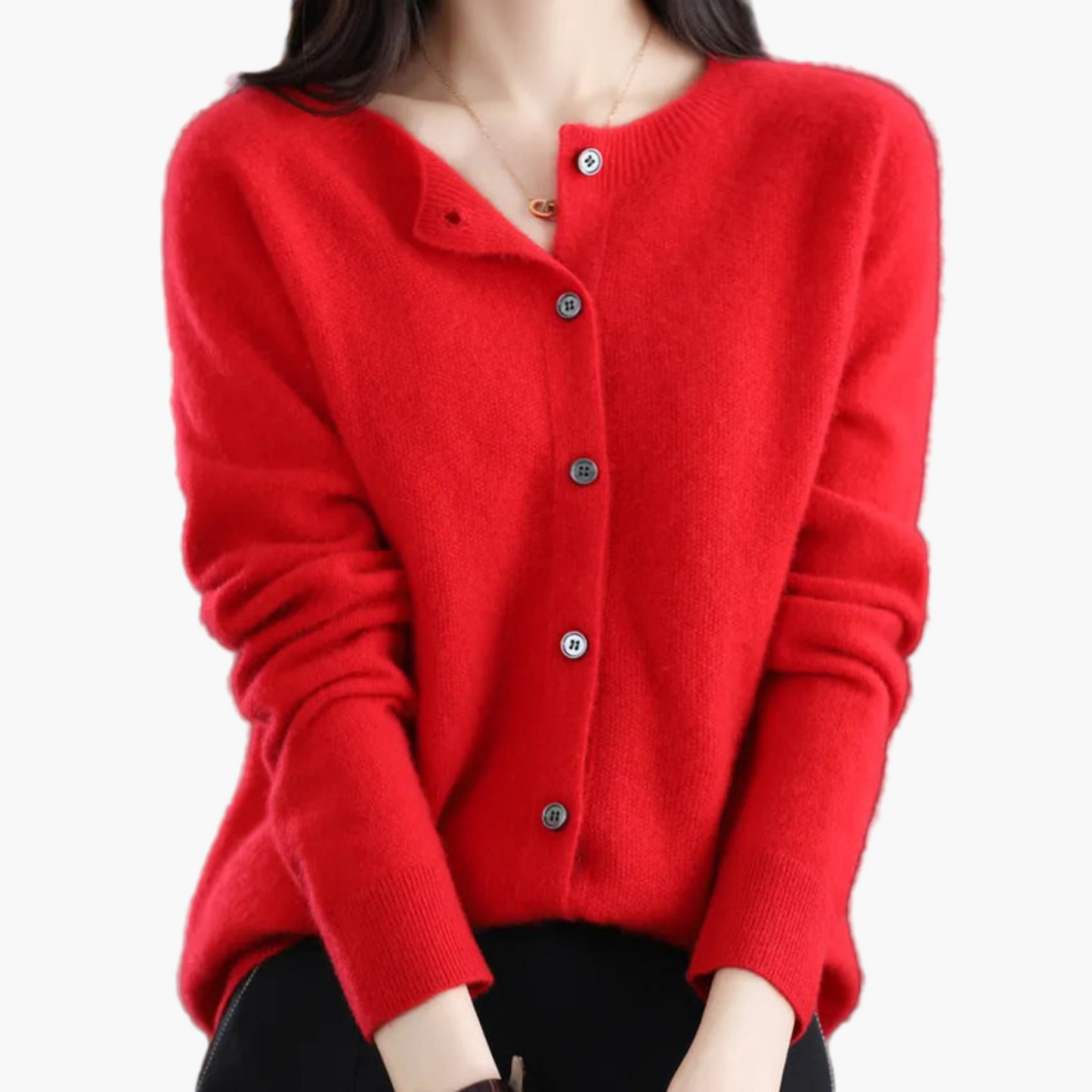 Damen Cardigan mit Rundhalsausschnitt – Klassischer Strickpullover für Alltag und Büro