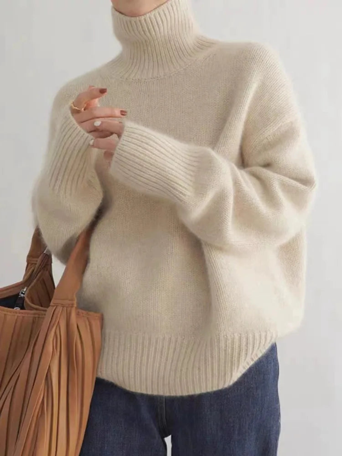 Damen Rollkragenpullover im Oversize-Look – Stilvoller Strick für Herbst und Winter
