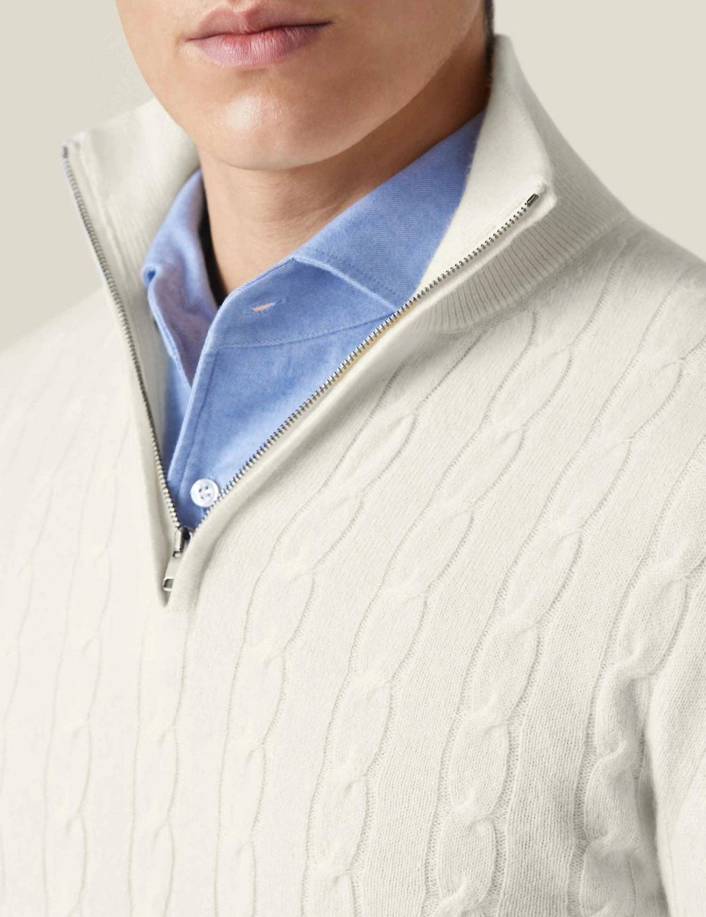 Herren Zopfmuster Pullover mit Reißverschluss – Klassischer Style für Business & Freizeit