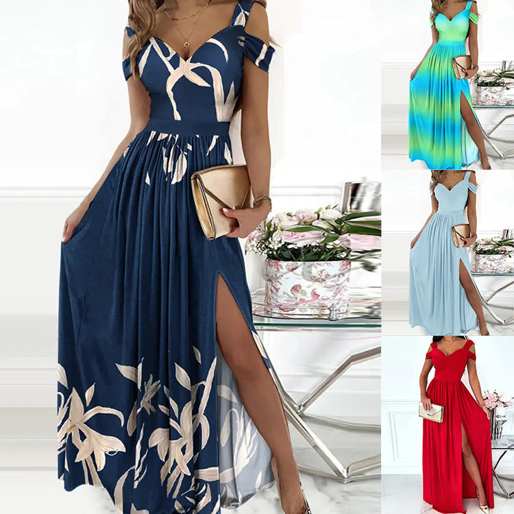 Judith – Boho Spaghetti-Träger Kleid mit Schlitz