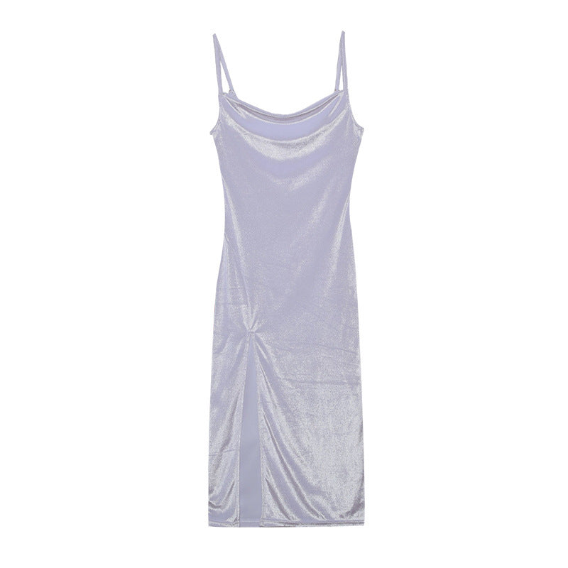 Pamela – Schickes Trägerkleid mit Spalt und ärmellos in soliden Farben