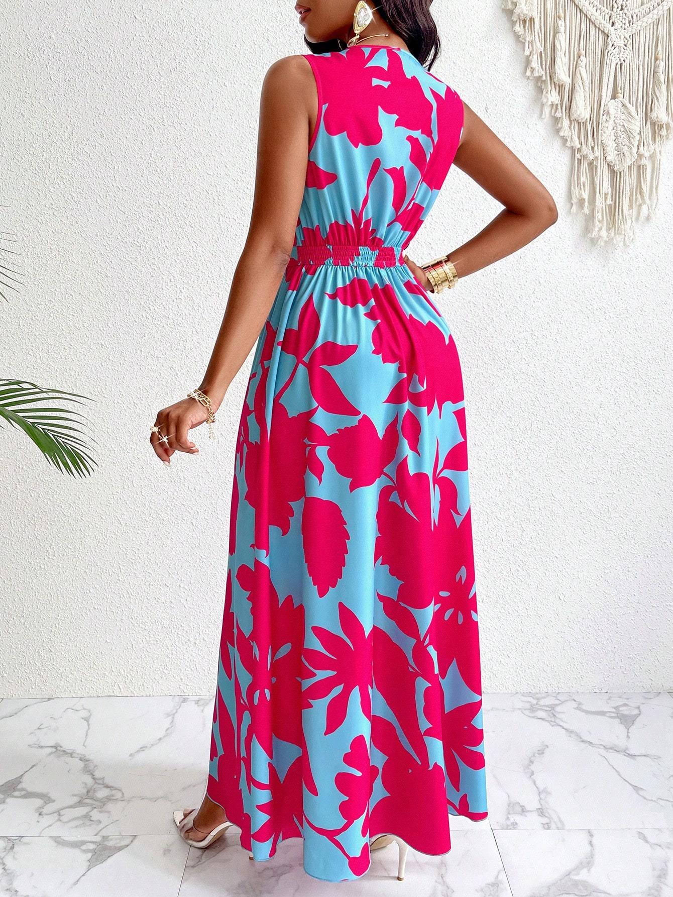 Nicole – Maxikleid mit tiefem V-Ausschnitt und geraffter Taille