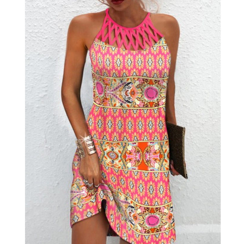 Sara – Lässiges Printkleid mit Neckholder für Damen im Sommer