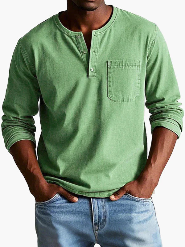 Herren Langarmshirt Henley-Stil – Zeitloses Freizeit- und Alltagsoberteil