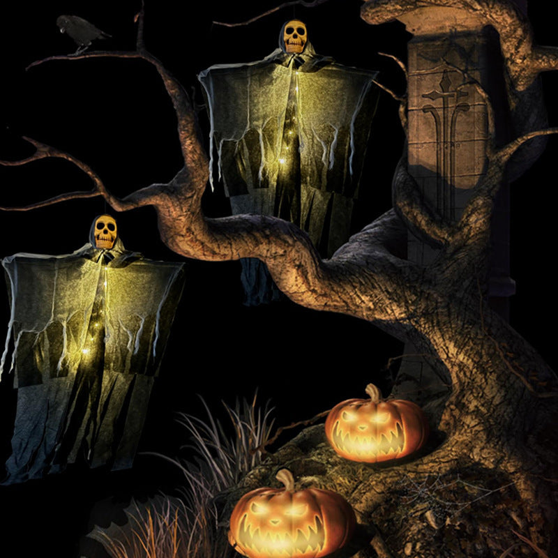Halloween Hängender Geist mit LED-Lichtern – Gruselige Dekoration für Halloween-Partys & Außenbereich