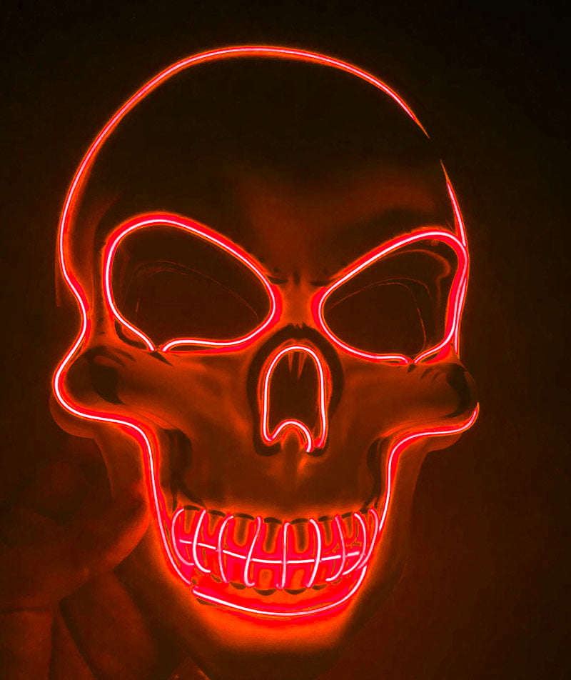 Halloween LED Leuchtende Totenkopfmaske für Erwachsene – Gruselige Party- & Kostüm-Maske