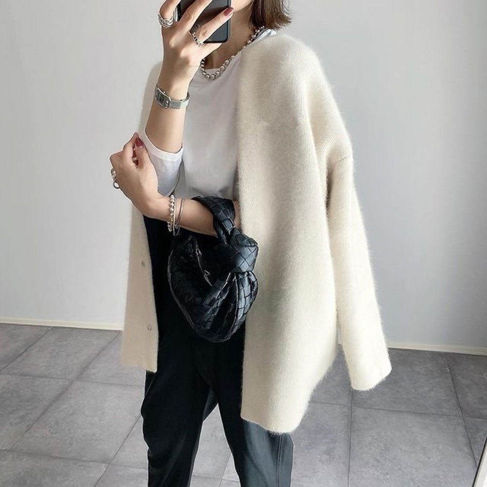 Damen Strickjacke im modernen Oversize-Stil für Alltag und Büro
