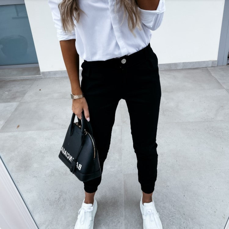 Pamela – Herbstliche Taschen-Slim-Freizeit-Cropped-Hose