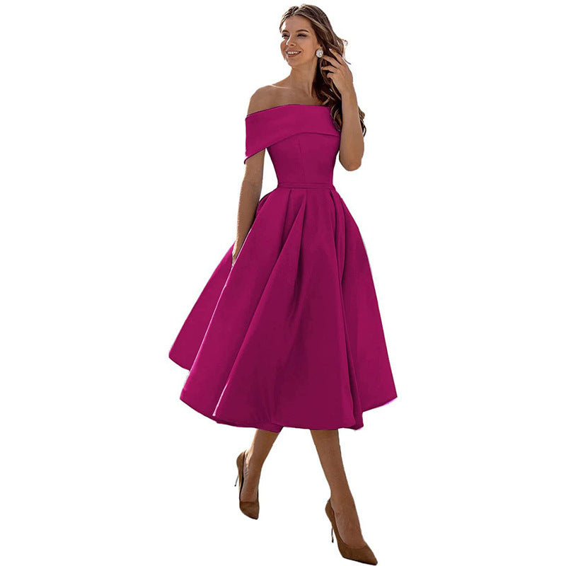 Michelle – Lässiges Trägerloses Satin-Party-Kleid