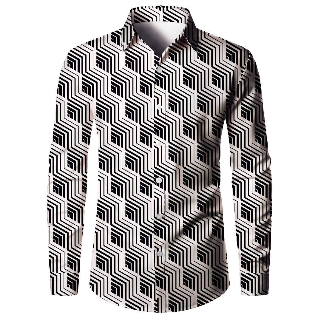 Ray – 3D Digitaldruck Herrenhemd im Amerikanischen Stil