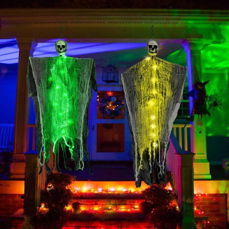 Halloween Hängender Geist mit LED-Lichtern – Gruselige Dekoration für Halloween-Partys & Außenbereich