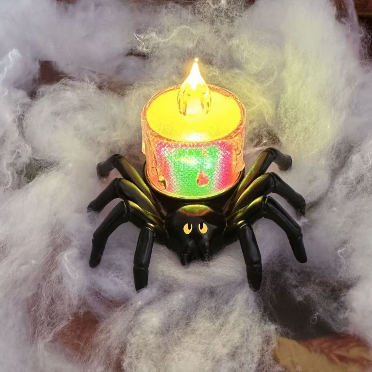 Halloween Spinnen-Kerzenlampe für schaurige Dekoration & Partys