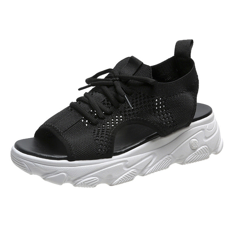 Victoria – Modische flache Sandalen für Damen mit dicker Sohle und Netzoberfläche